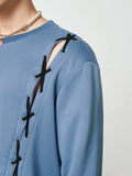 Mens Lace Up Design Long Sleeve Sweatshirt SKUJ89234