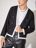 Mens Contrast Binding Button Long Sleeve Blazer SKUJ49500
