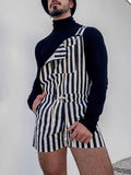 Men's Striped Loose Sleeveless Shorts Jumpsuit SKUH18522