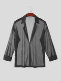 Mens Solid Mesh See Through Casual Shirt SKUK54089