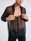 Mens Transparent Mesh Long Sleeve Shirts SKUD53139